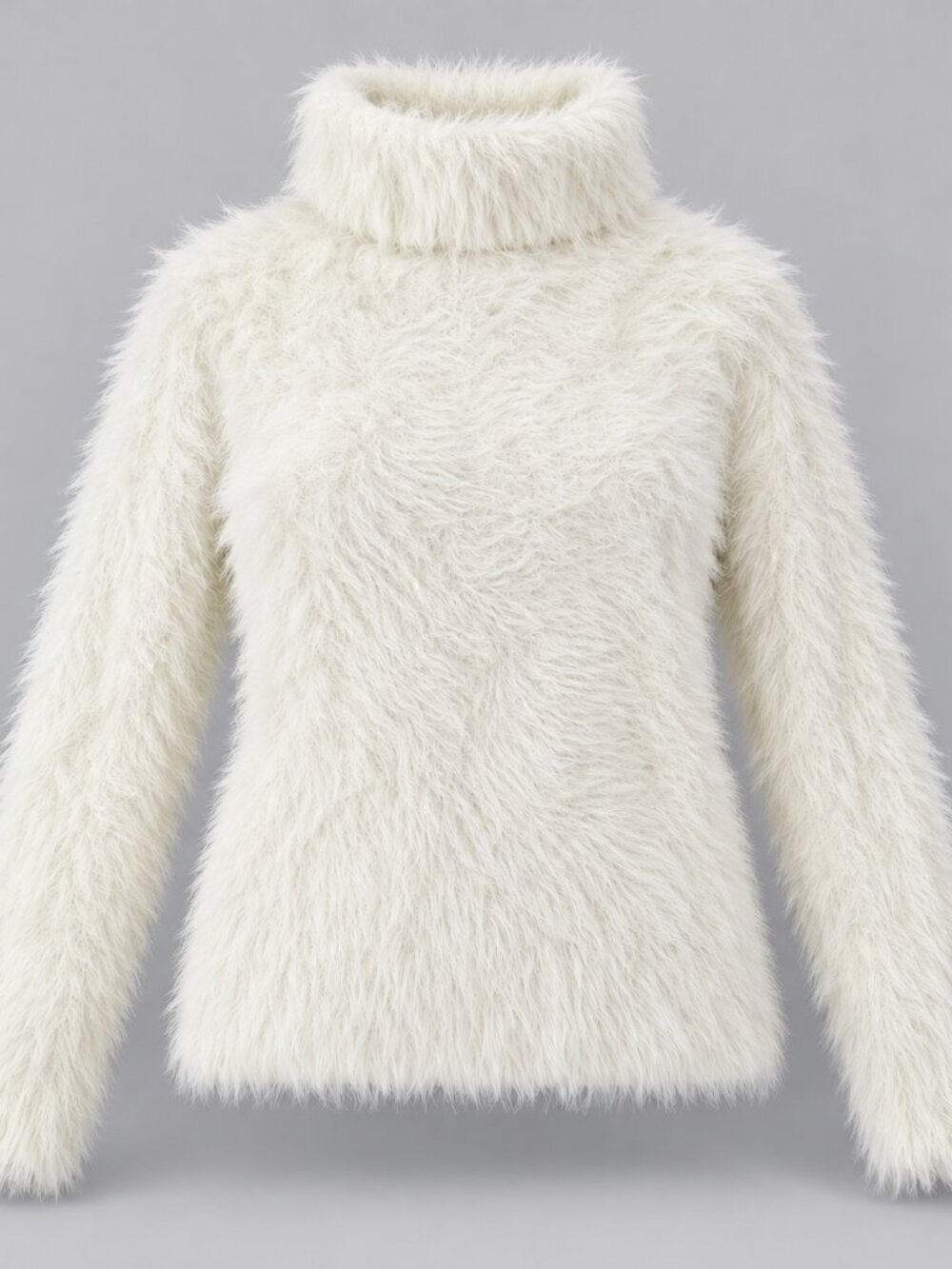 Express Women’s Size M Ivory Fuzzy Eyelash Turtleneck Sweater Long Sleeve